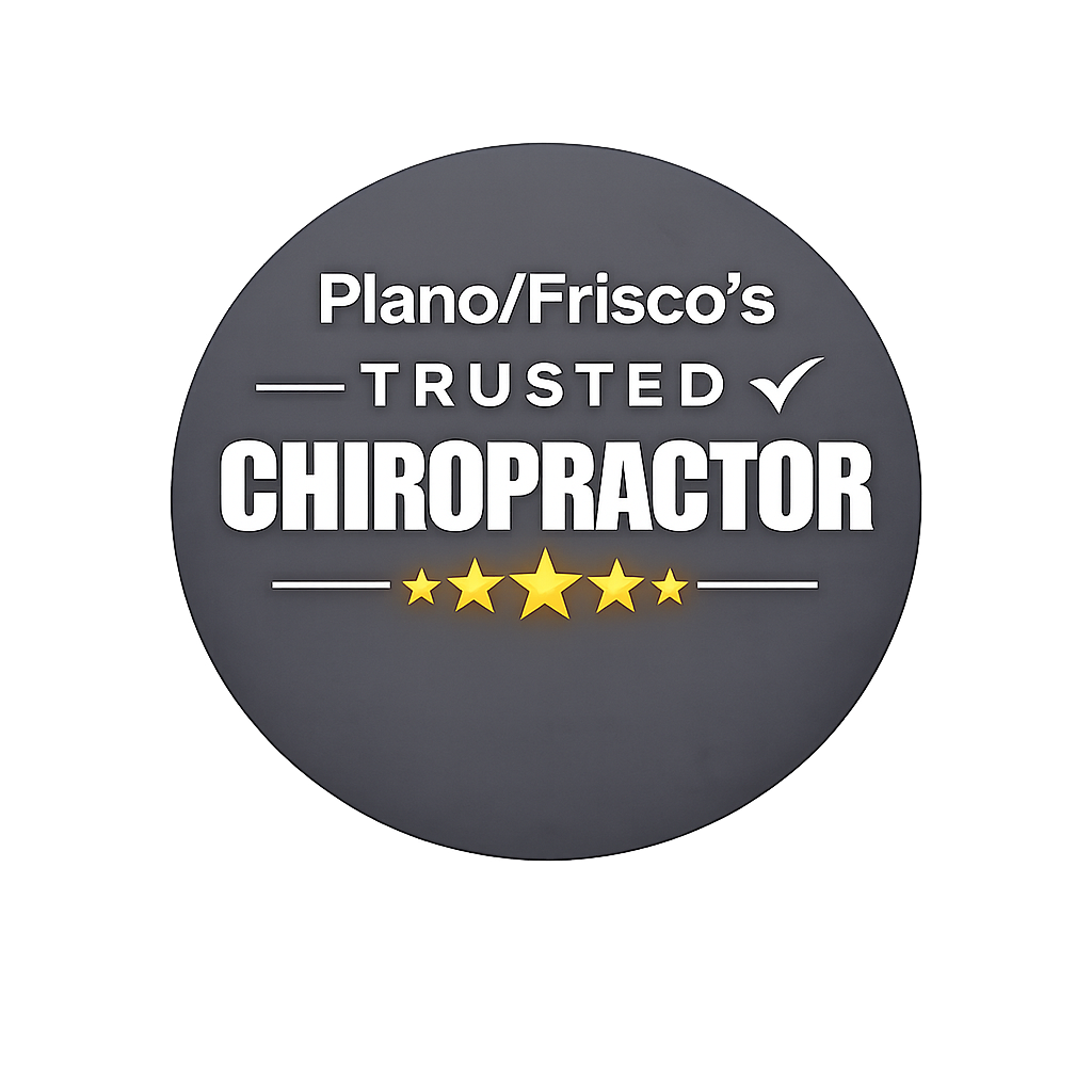 Plano and Frisco Trusted Chiropractor circular badge logo for Global Chiropractic Plano Frisco.