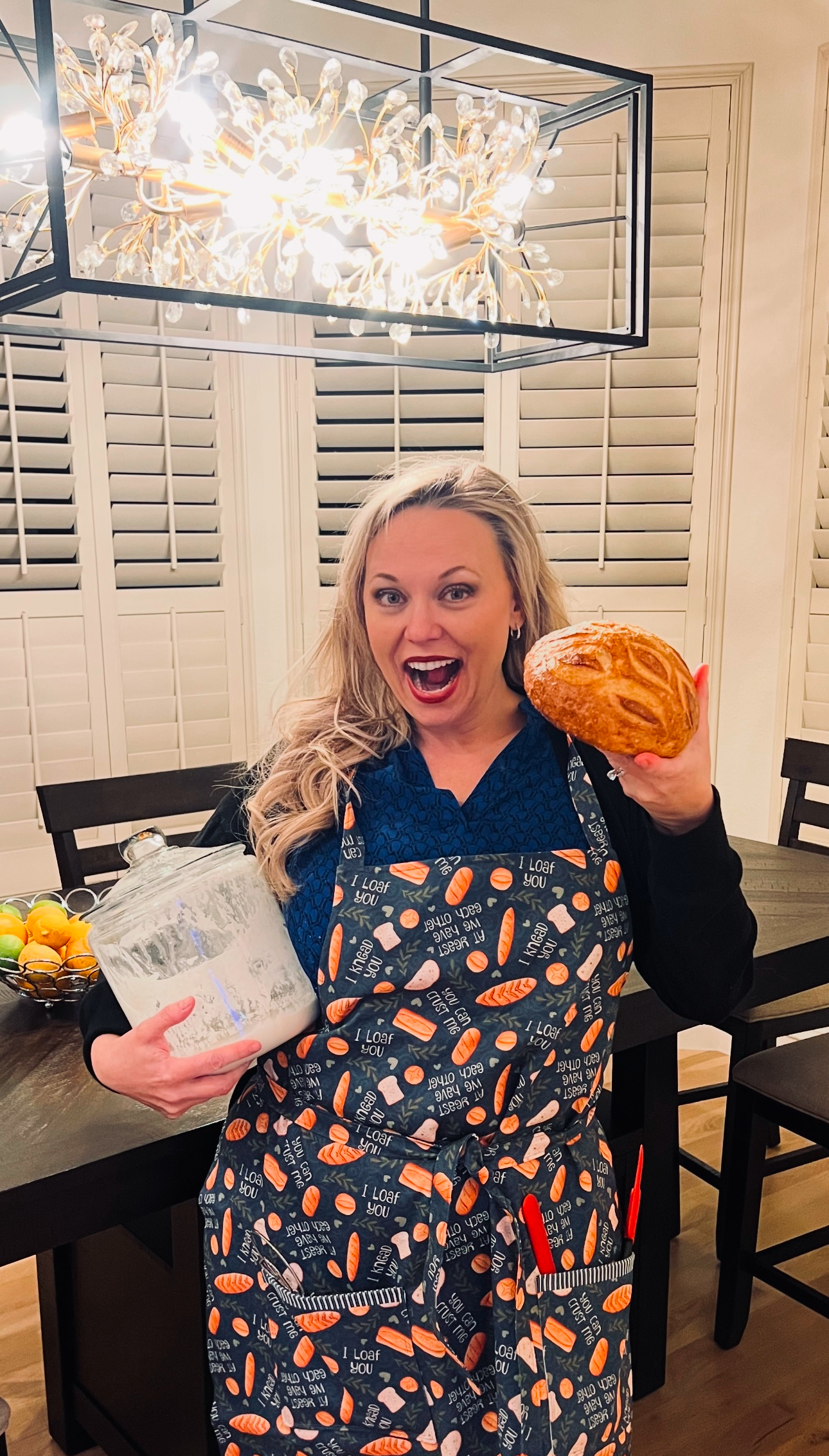 Dr Melissa Shelton making homemade sourdough bread