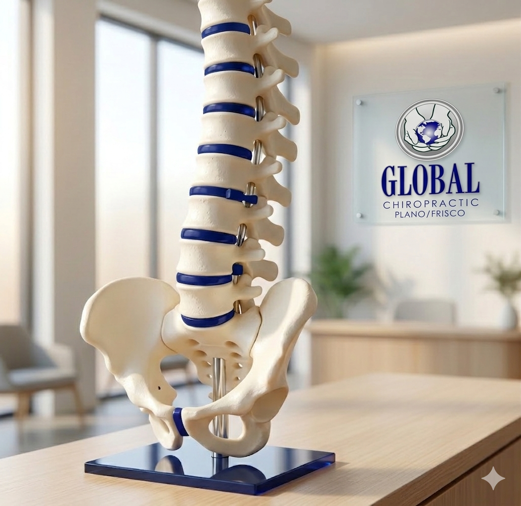 Spine model on desk of Top Rated Chiropractor, Dr. Melissa Shelton